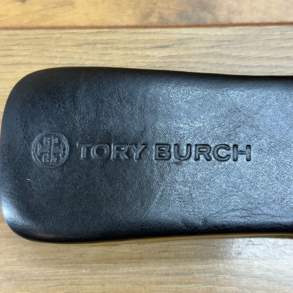 Tory Burch Basketweave Wooden Slides Womens 10.5 M Black Leather Slip On Clog - Picture 11 of 11